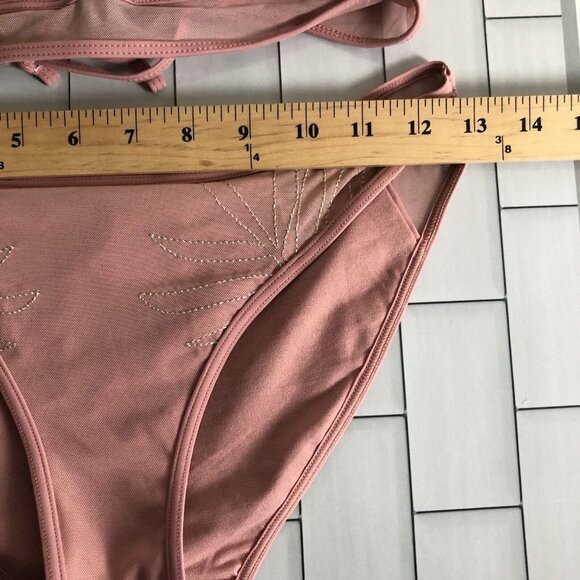 Gossip 2-pc Swim Pink Bikini Sheer Strappy-Backed Size Small - Picture 12 of 13